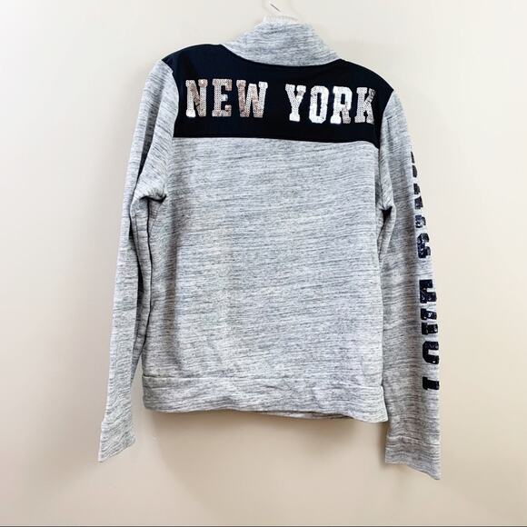 PINK Victoria’s Secret Gray Heather Zip-up New York Sequin Detail Sweatshirt - Picture 7 of 7